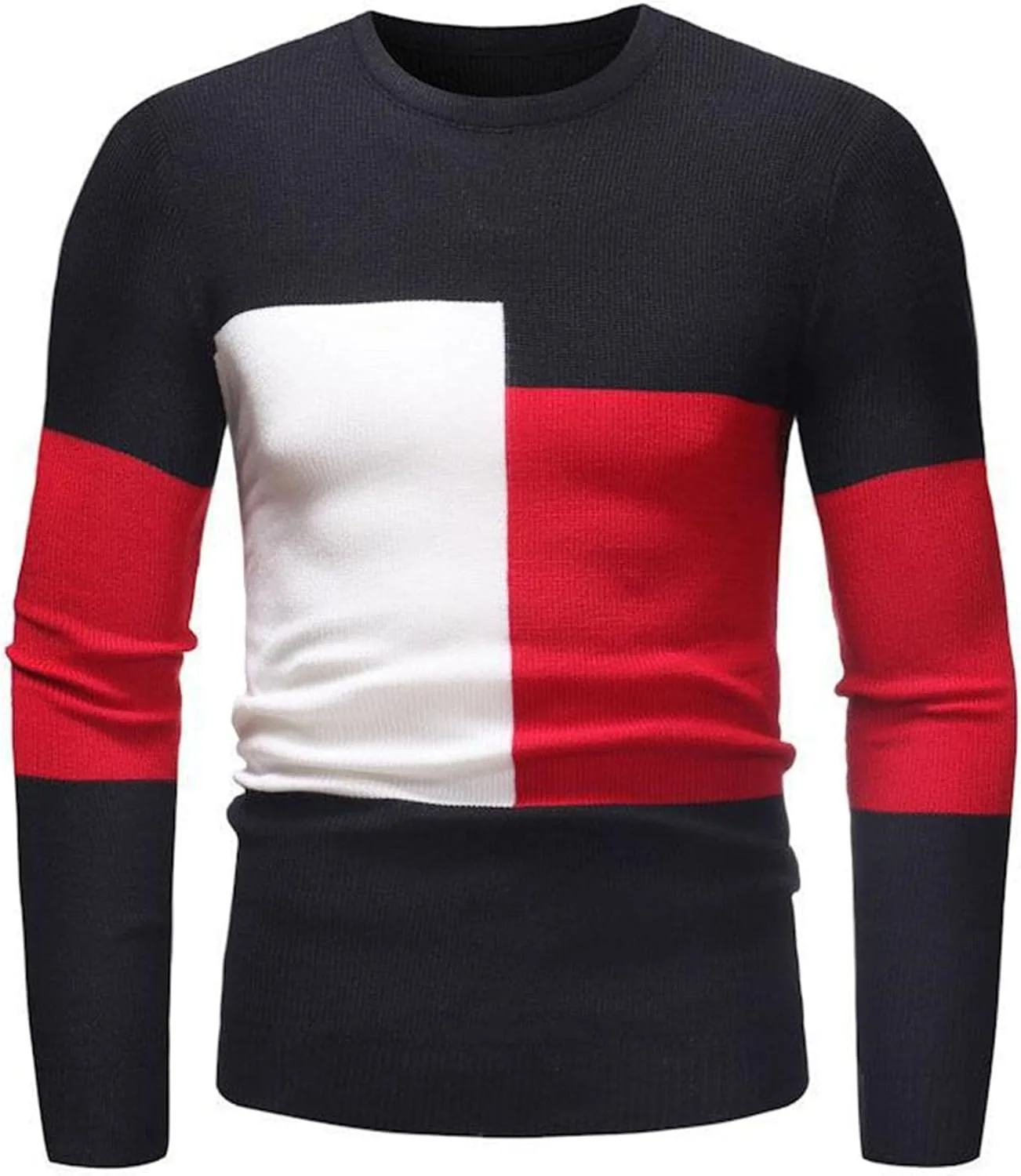 

Мужской свитер с цветными блоками Casual Crewneck Gsywaipei