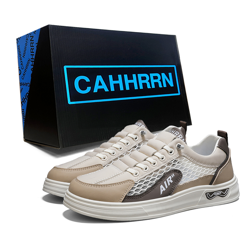 

CAHHRRN Дышащие низкие скейтерские кроссовки мужские бежево-коричневые, цвет Beige Brown