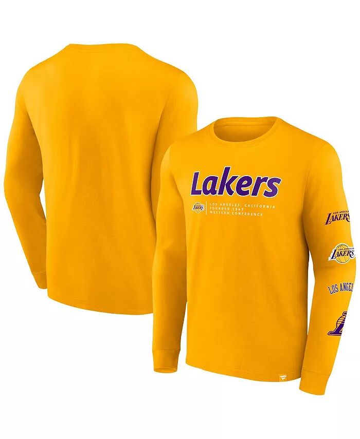 

Мужская золотая футболка с длинным рукавом Los Angeles Lakers Baseline Fanatics