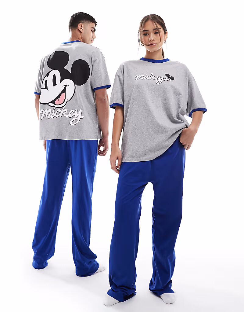 

Комплект ночного белья с принтом Микки Мауса Disney ASOS DESIGN серого цвета
