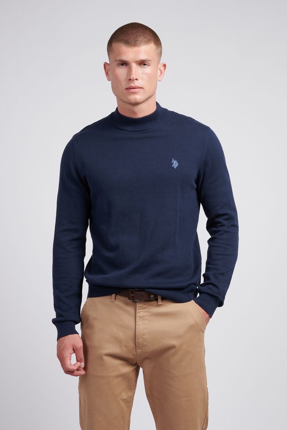 

Мужской свитер с высоким воротом из чесаного хлопка U.S. Polo Assn, синий