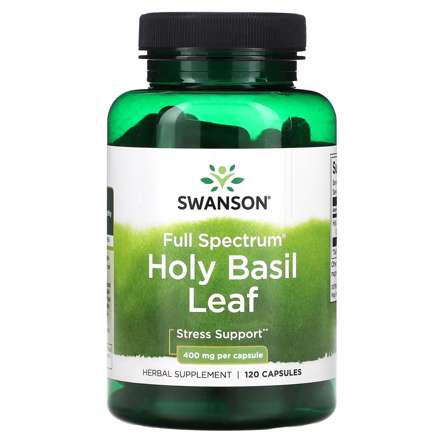 

Растительная добавка Swanson Holy Basil Leaf Full Spectrum 400 мг, 120 капсул