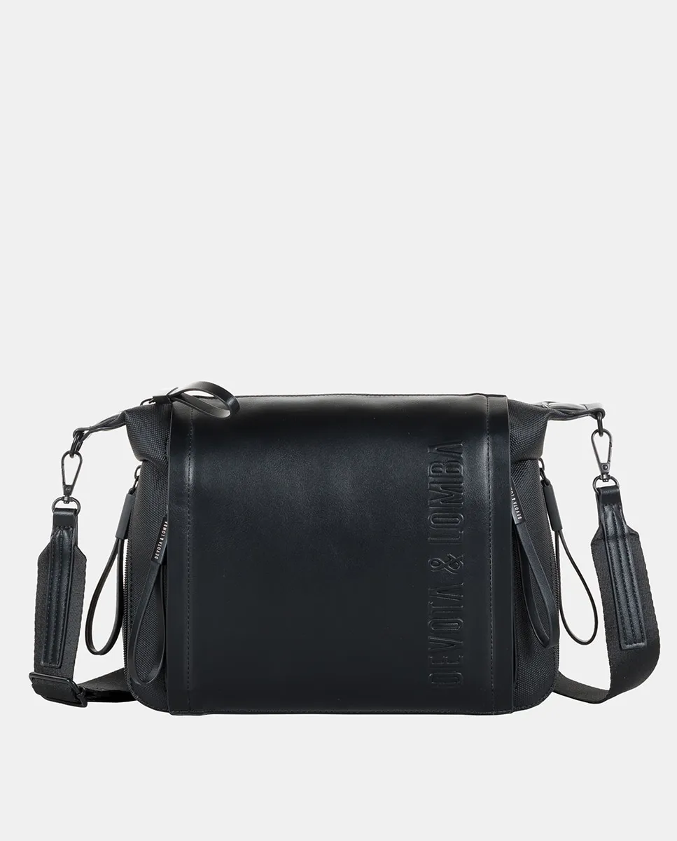 

Сумка через плечо из среднего размера с тисненым логотипом Devota & Lomba, черный