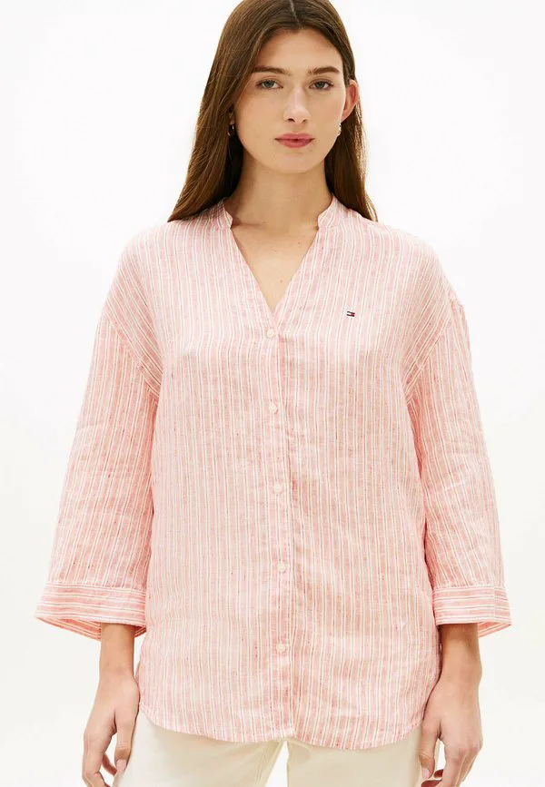 Блузка свободного кроя с короткими рукавами Tommy Hilfiger, Chalk Stp Ecru Fireworks