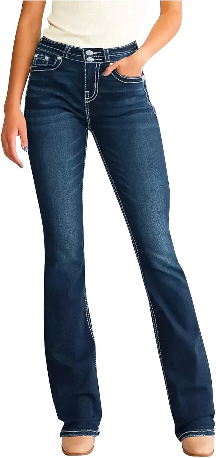 

Flare High Waisted джинсы для женщин Stretchy Skinny Bell Bottom