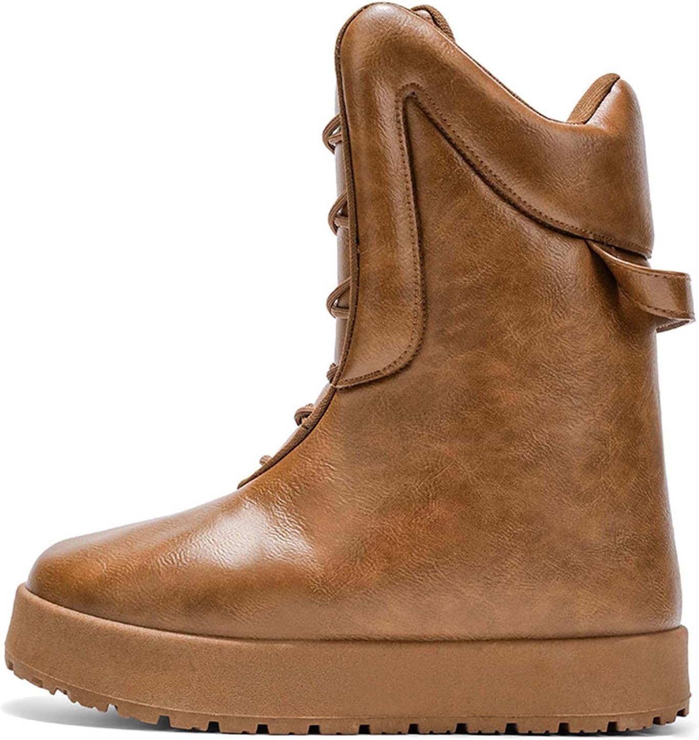 

Мужские зимние походные водонепроницаемые повседневные большие снежные ботинки на платформе с круглым носком Generic, коричневый