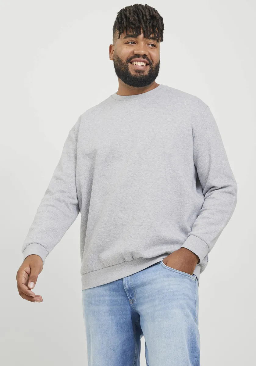 

Толстовка Jack & Jones PlusSize "JJEBRADLEY SWEAT CREW NOOS PLS", серый