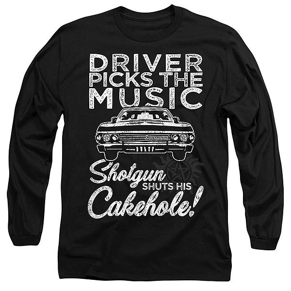 

Футболка с длинным рукавом Supernatural driver picks music Licensed Character