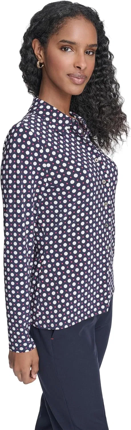 Блуза женская с длинным рукавом, Soft Work, Tommy Hilfiger, Midnight/Ivory/Recink Pink — фото 3