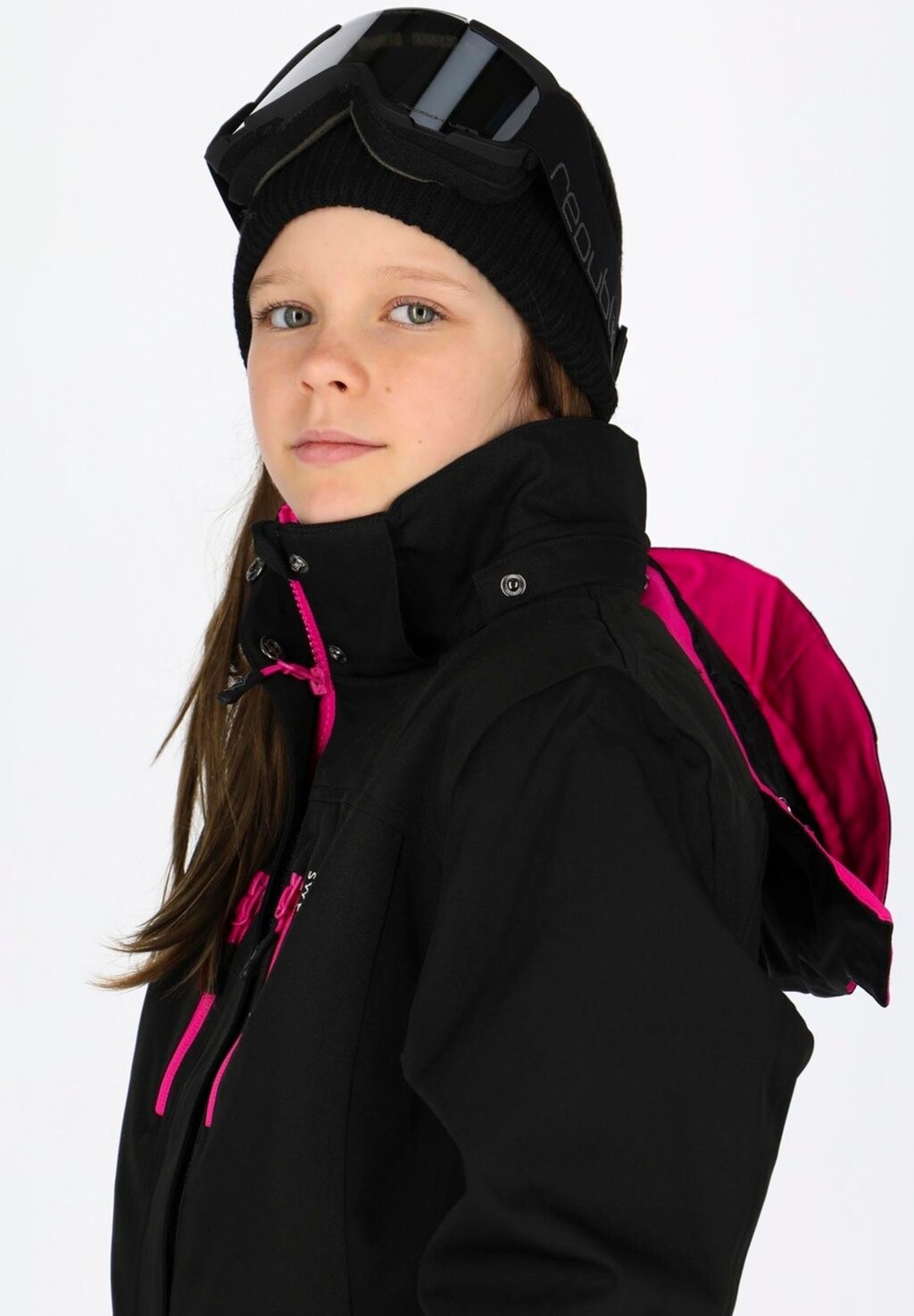 Лыжная куртка CERVINIA JACKET JR Swedemount, цвет black fresh pink — фото 4
