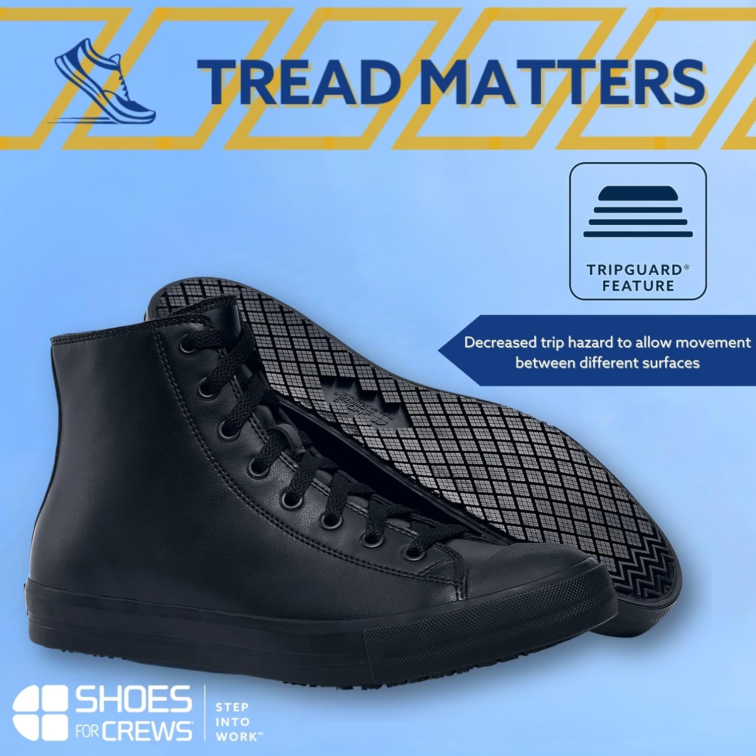 Кроссовки Shoes for Crews унисекс с высокой подошвой и противоскользящей подошвой - удобные, водоотталкивающие обувь для женщин и мужчин для гостиничного бизнеса, административной работы и не только - Пемброк, черный — фото 3