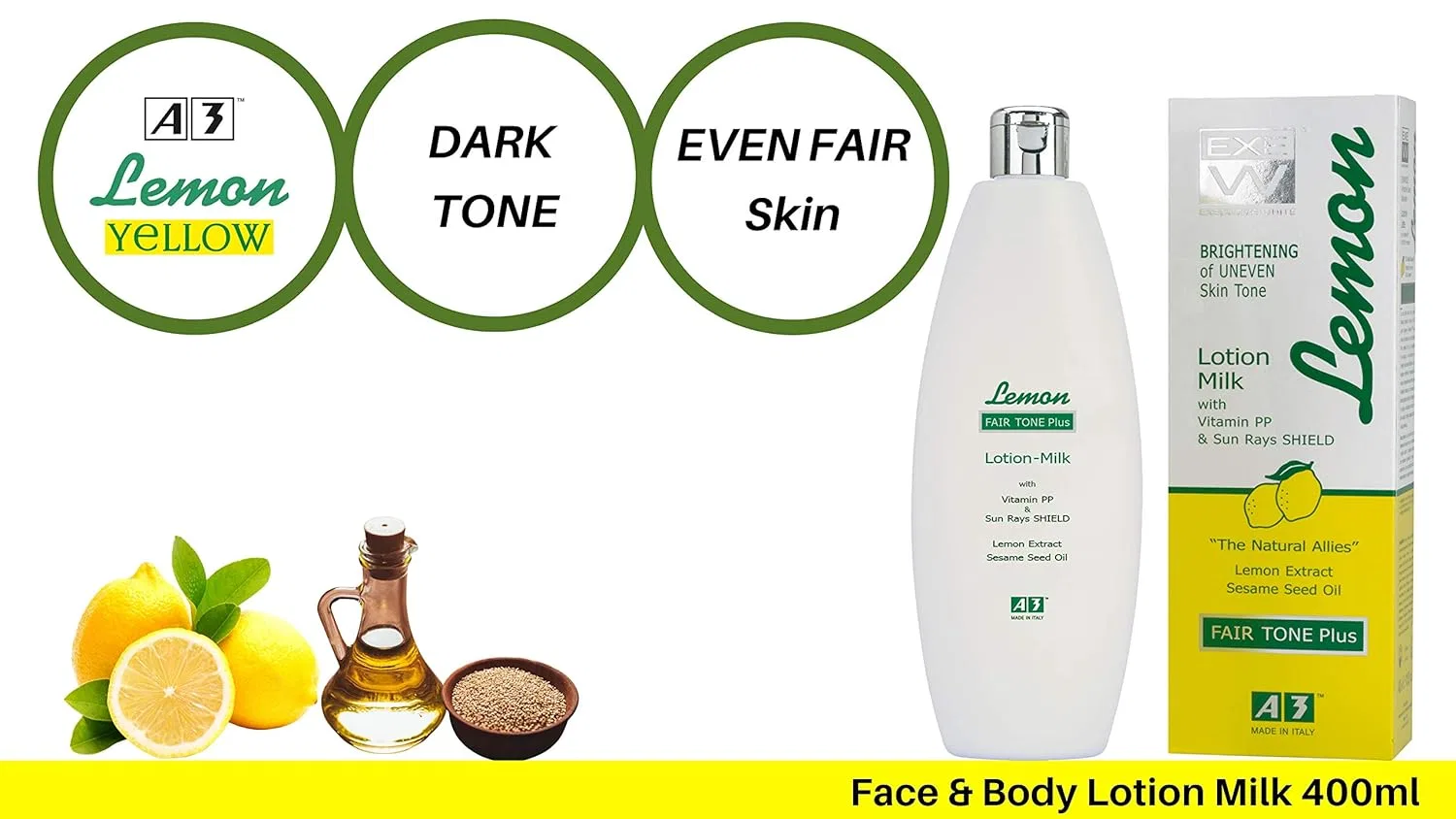 Молочко для тела A3 Lemon Milk Fair Tone Plus с защитой от солнца A3 — фото 3