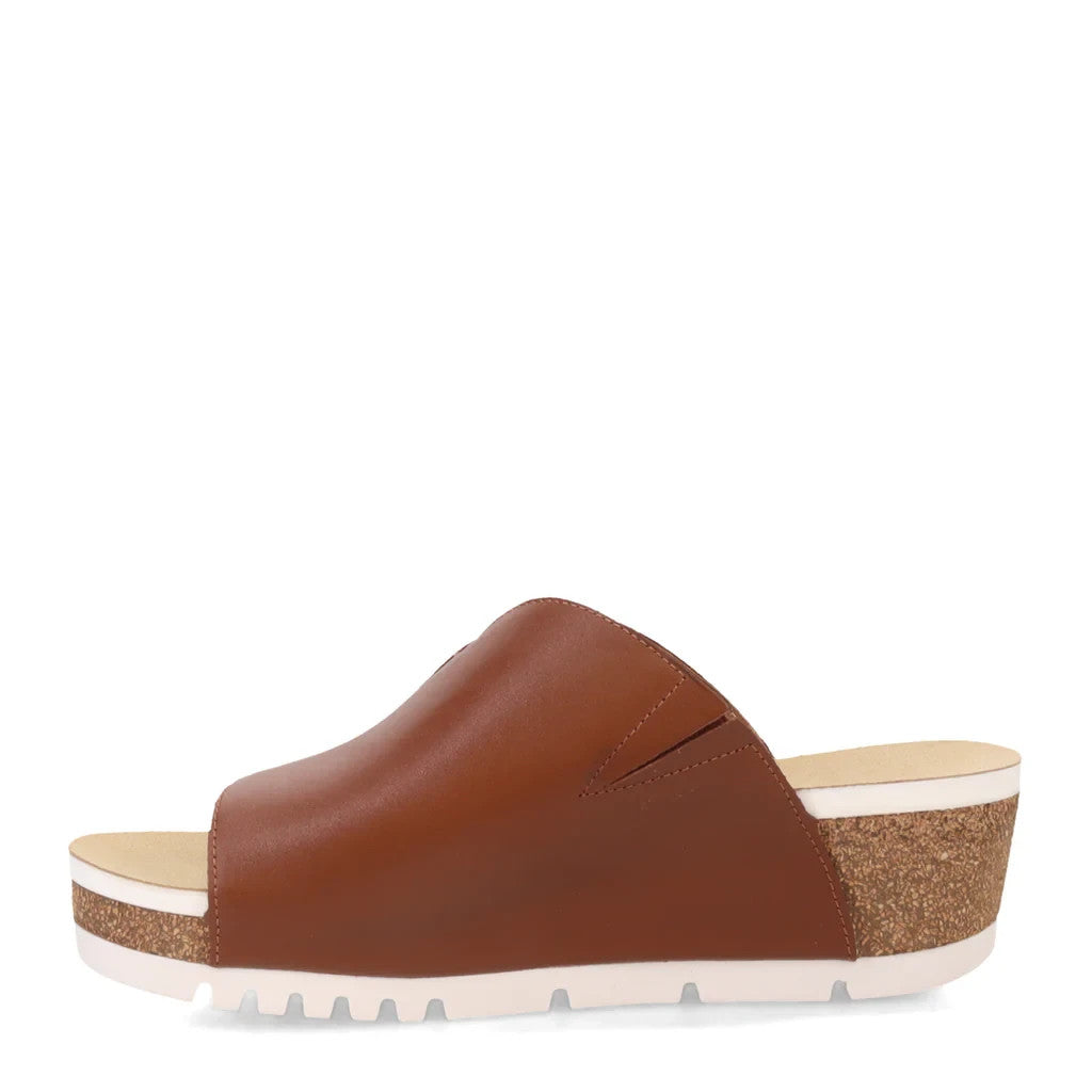 Josef Seibel Quinn 01 Women's-8 Cognac Buttero Leather Slide Sandals VER673, коричневый — фото 3