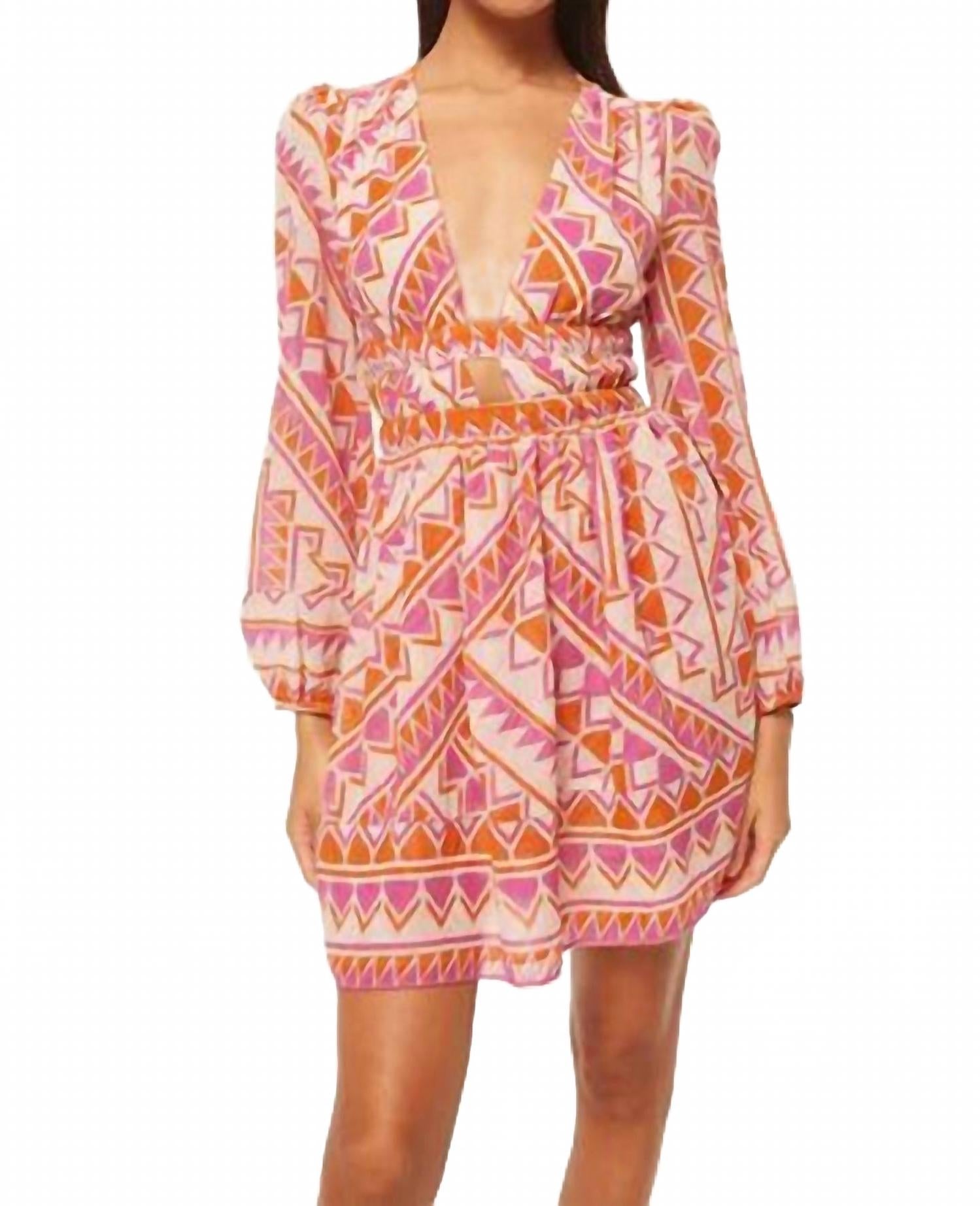 

Миса Рана Мини-платье в аперелевом гео Misa Los Angeles, Aperol Geo