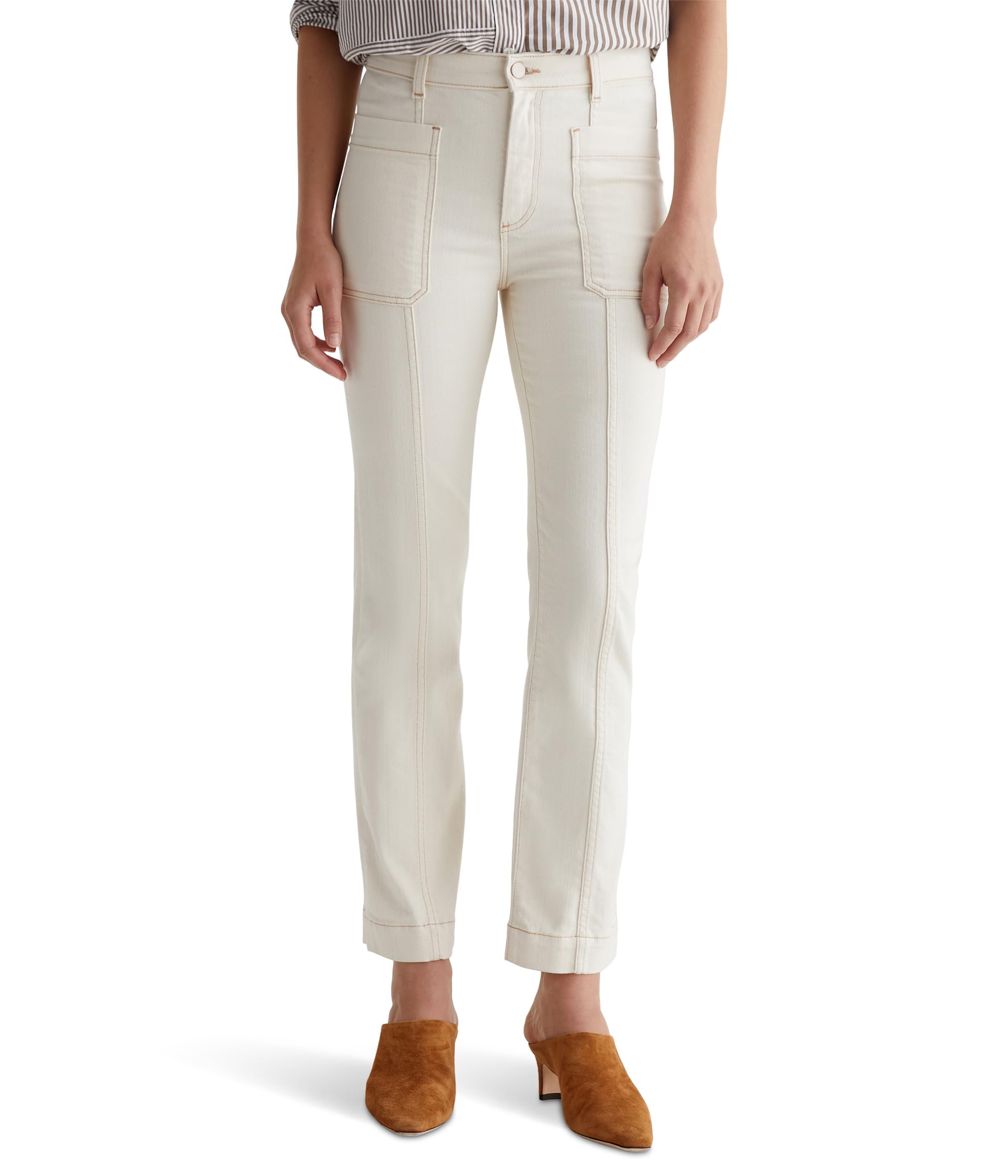 

Джинсы AG Jeans Lila Utility Mid-Rise Straight Jeans in White Oat, цвет White Oat
