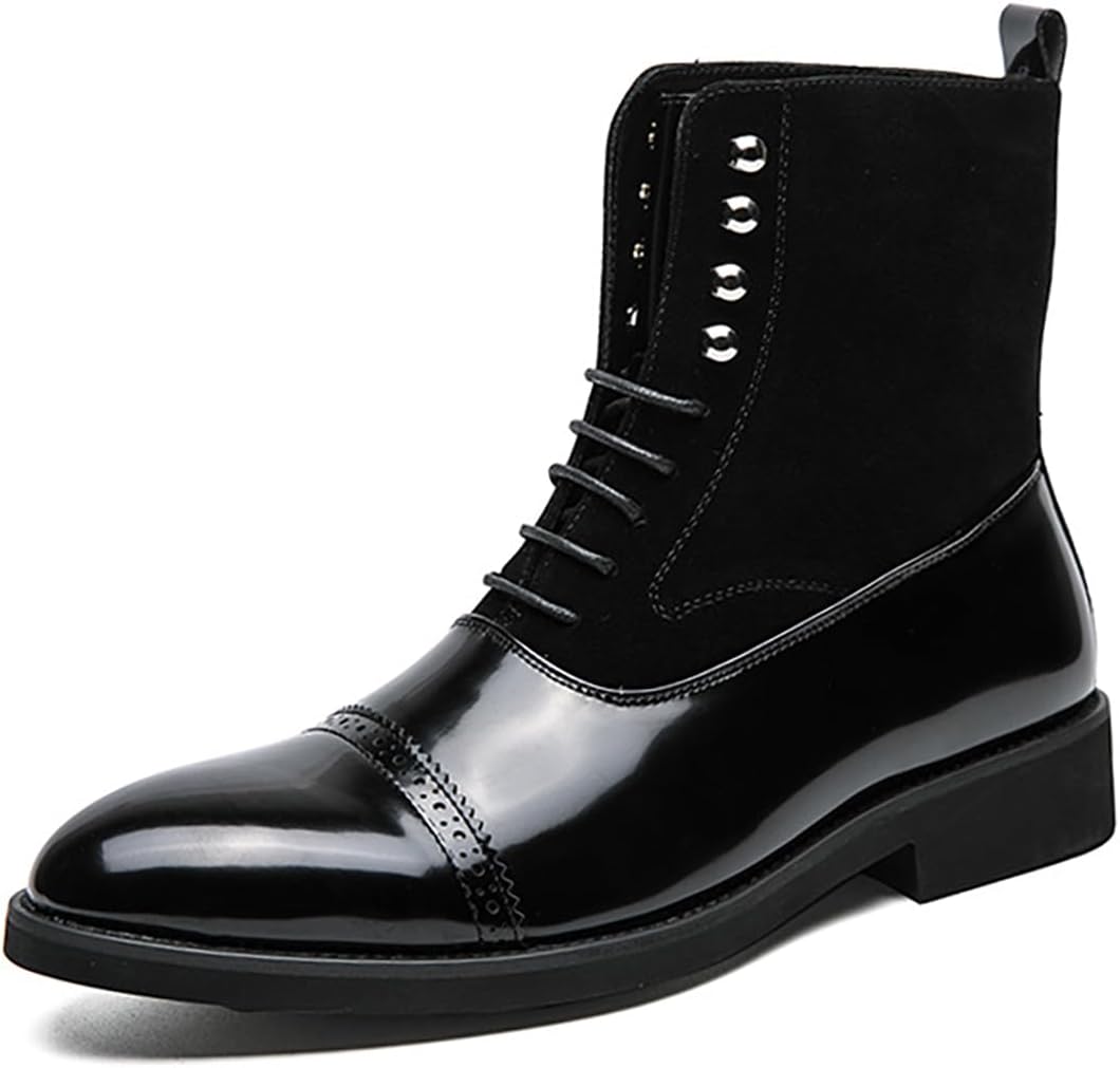 

Мужские ботинки Gomehui с закрытым носком из замши, стильные кожаные ботинки Челси на шнуровке, повседневные высокие ботинки с острым носком и низким каблуком для деловых и официальных мероприятий, черный