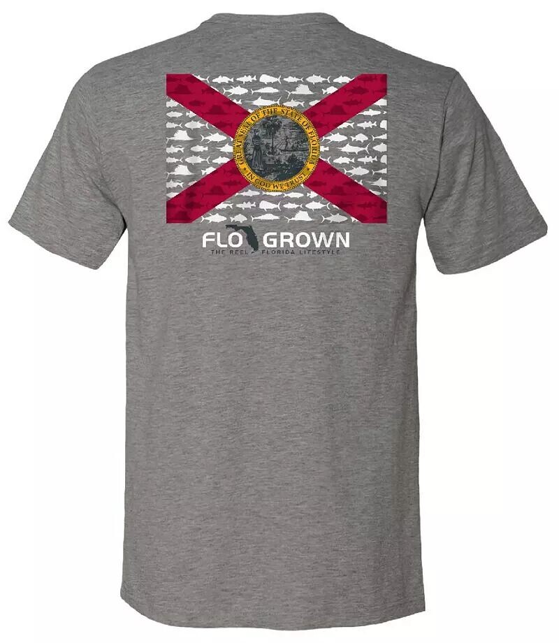 

Мужская футболка Flogrown с рисунком разноцветного флага рыб, серый