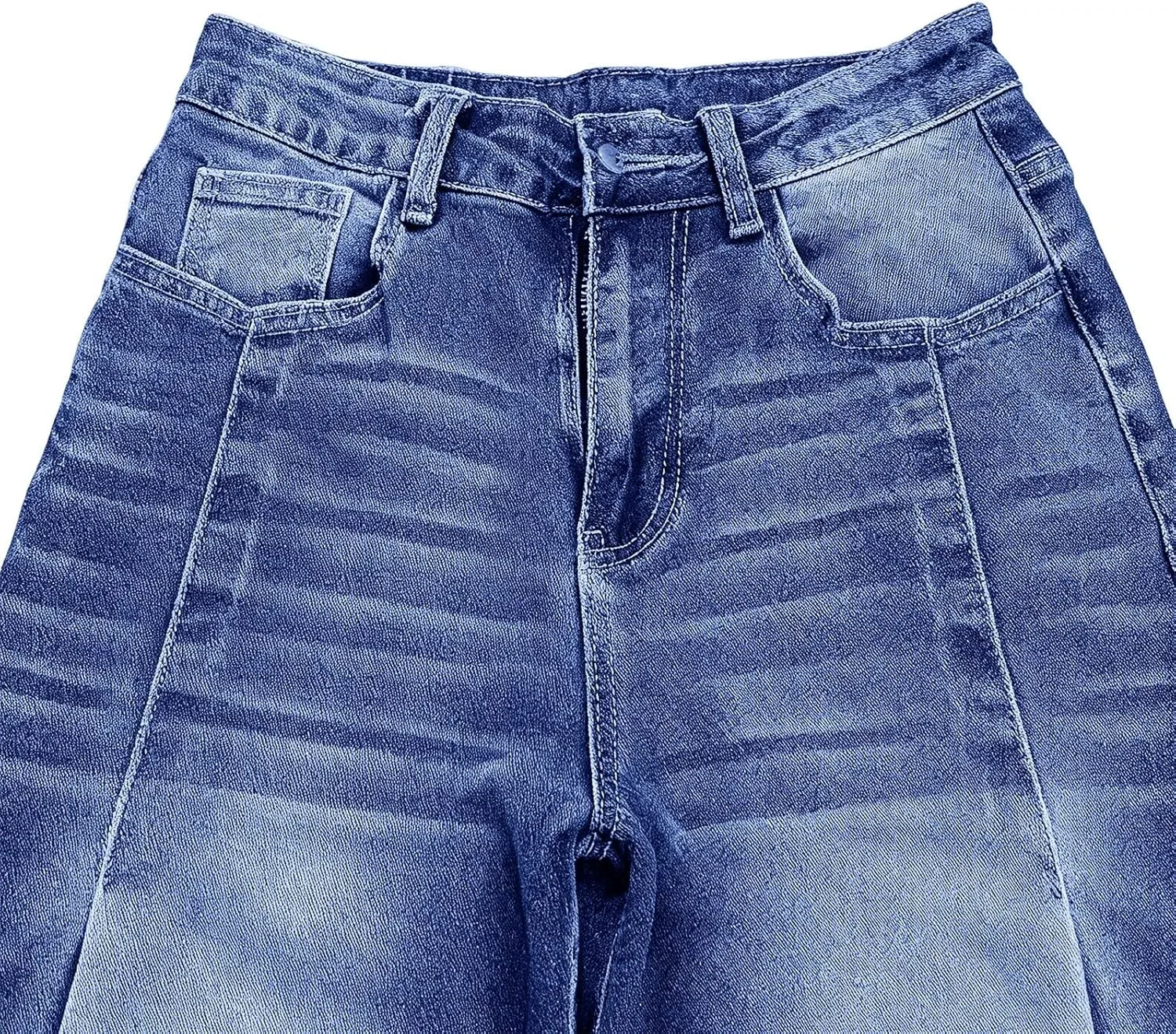 Джинсы расклешенные, Womens Wide Leg Jeans High Waisted, A-dark Blue — фото 4