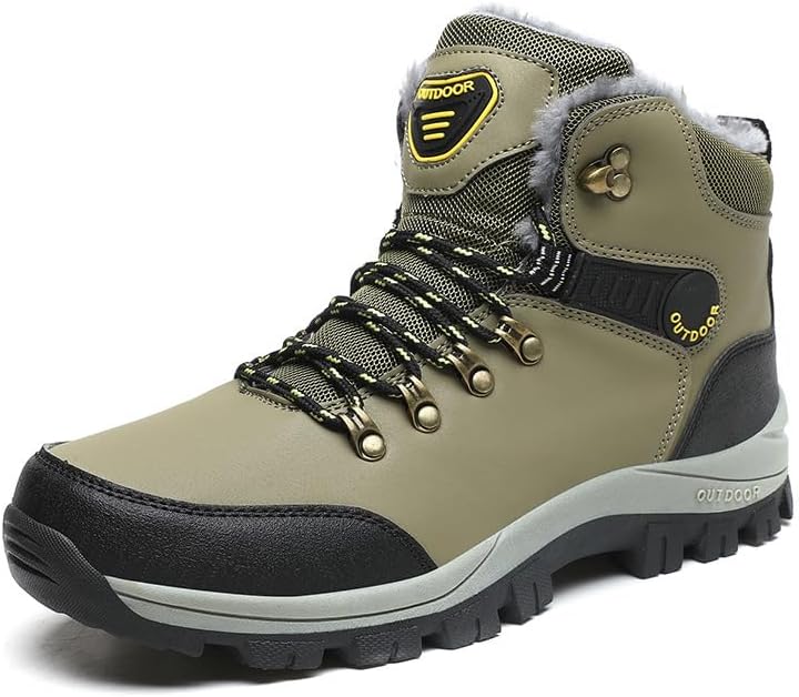 

Мужские зимние ботинки Qacksv, высокие, с теплой меховой подкладкой, водонепроницаемые снежные ботинки, походные ботинки с толстой подошвой для холодной погоды, зеленый