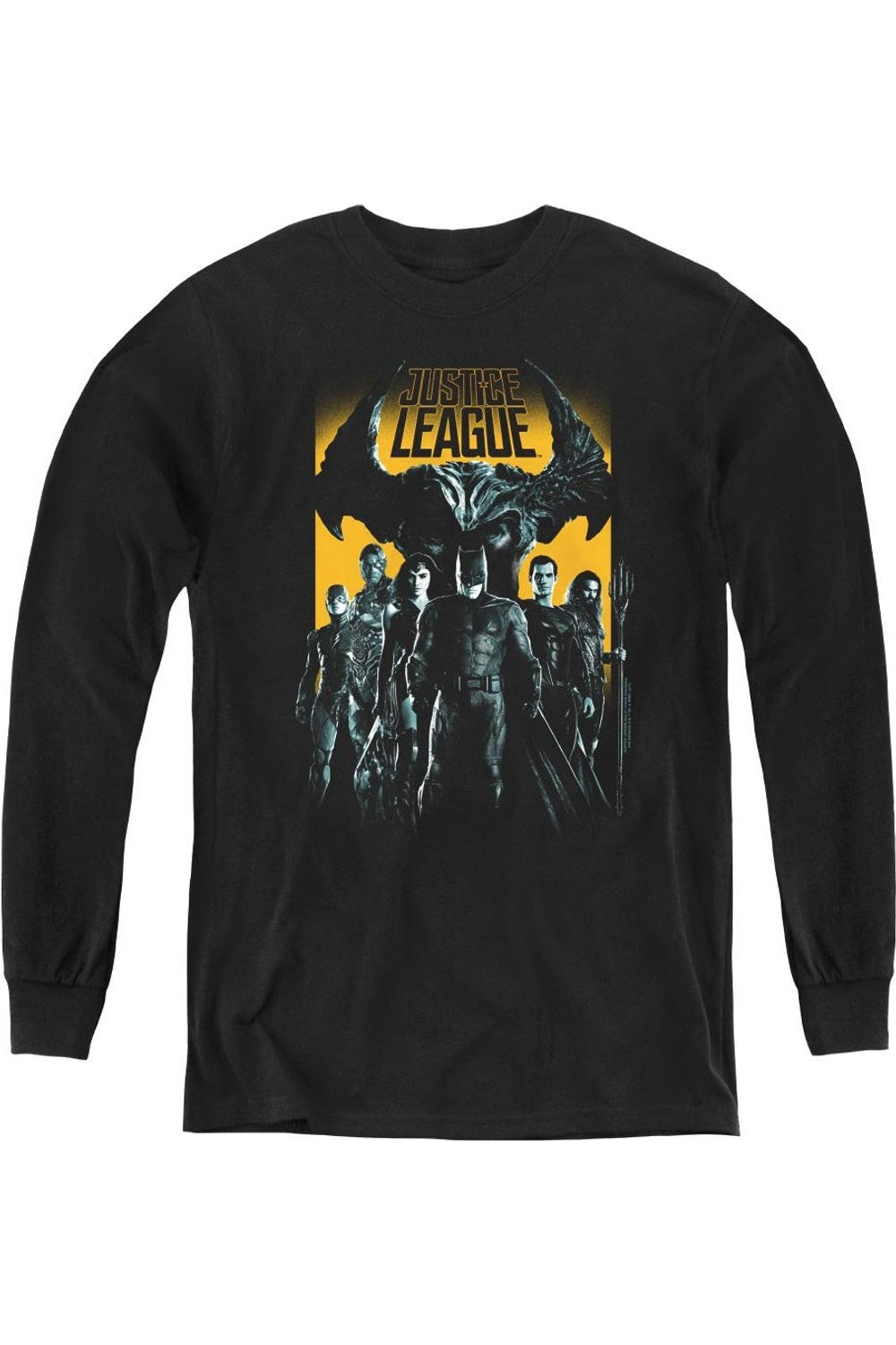 

Футболка с длинным рукавом "Лига справедливости: Встань против зла" для молодежи Gildan, черный
