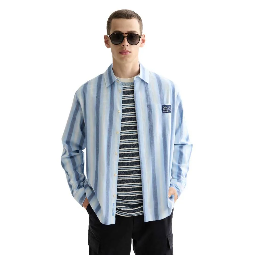 

Рубашка с длинным рукавом Scotch & Soda Shadow-Stripe Relaxed-Fit, синий