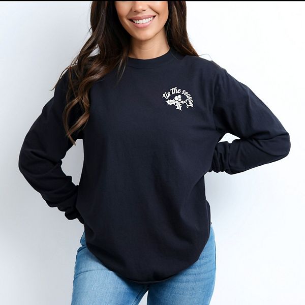 

Мини-футболка с длинным рукавом, окрашенная в технике garment dyed, с принтом "Tis the season holly berries" Simply Sage Market, Black, Черный, Мини-футболка с длинным рукавом, окрашенная в технике garment dyed, с принтом "Tis the season holly berries" Si