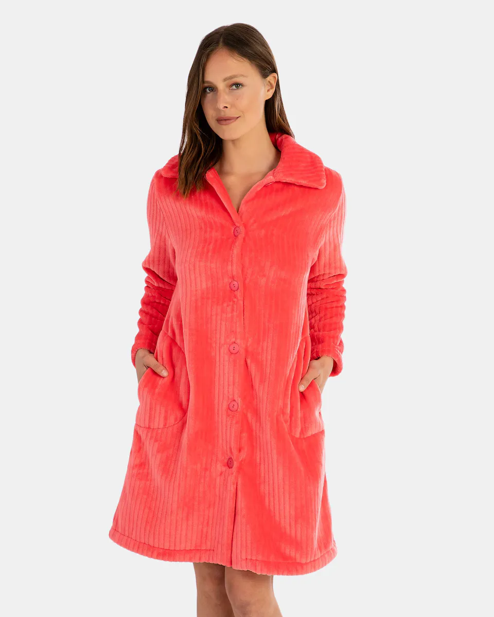 

Длинный женский халат с застежкой на пуговицы Massana, розовый