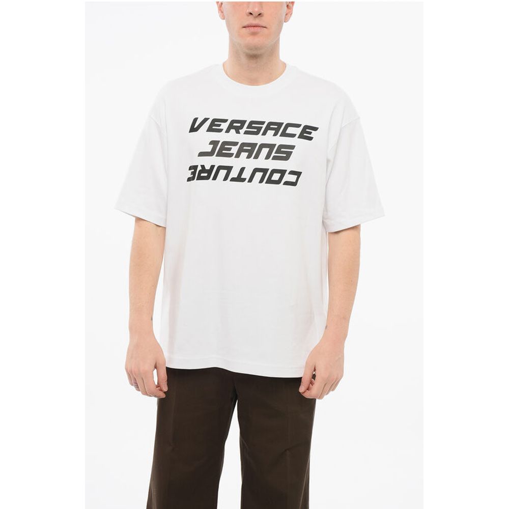 

Футболка свободного кроя из хлопка JEANS COUTURE с напечатанным логотипом Versace, White