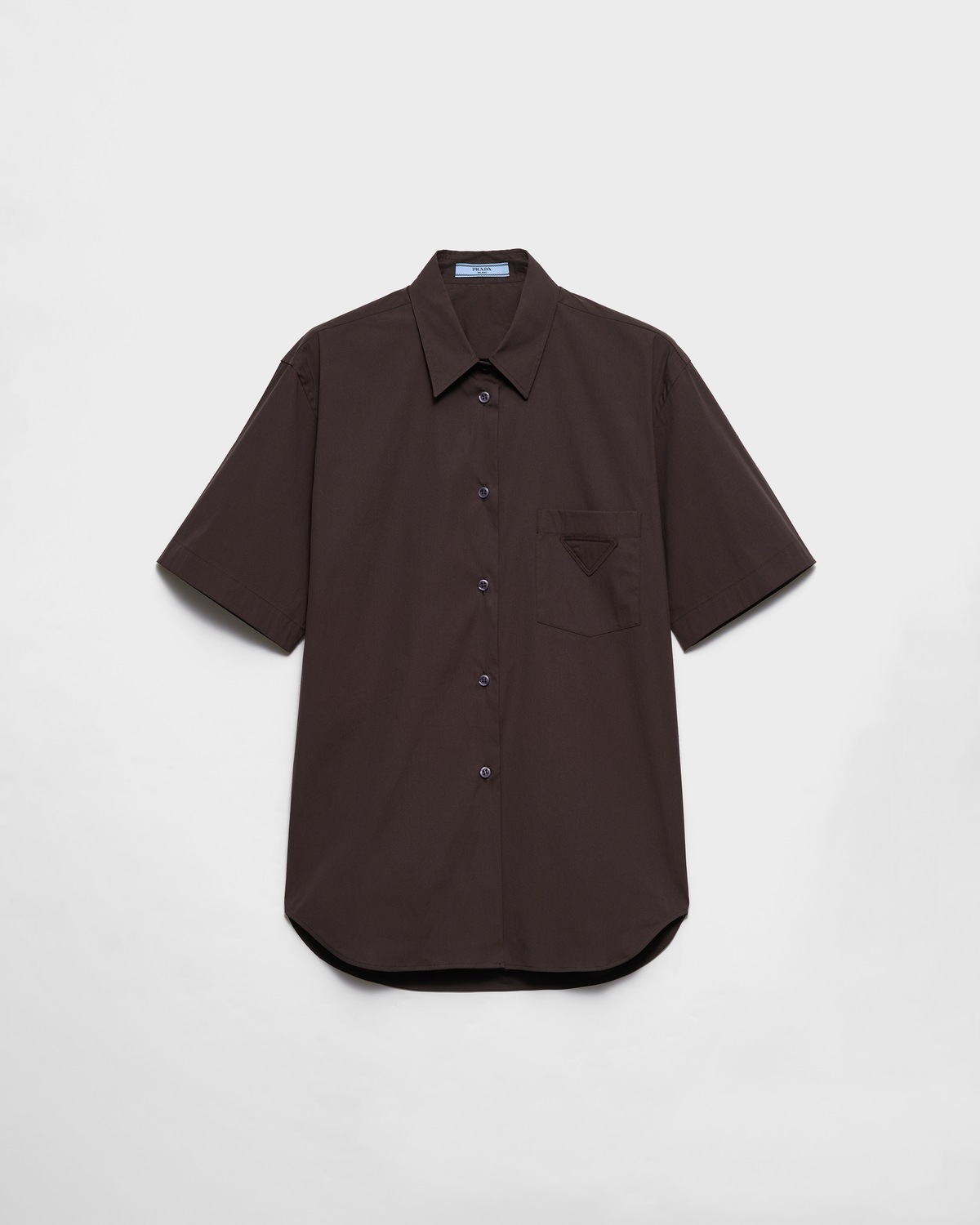 

Рубашка из стрейч-поплина с короткими рукавами Prada, коричневый