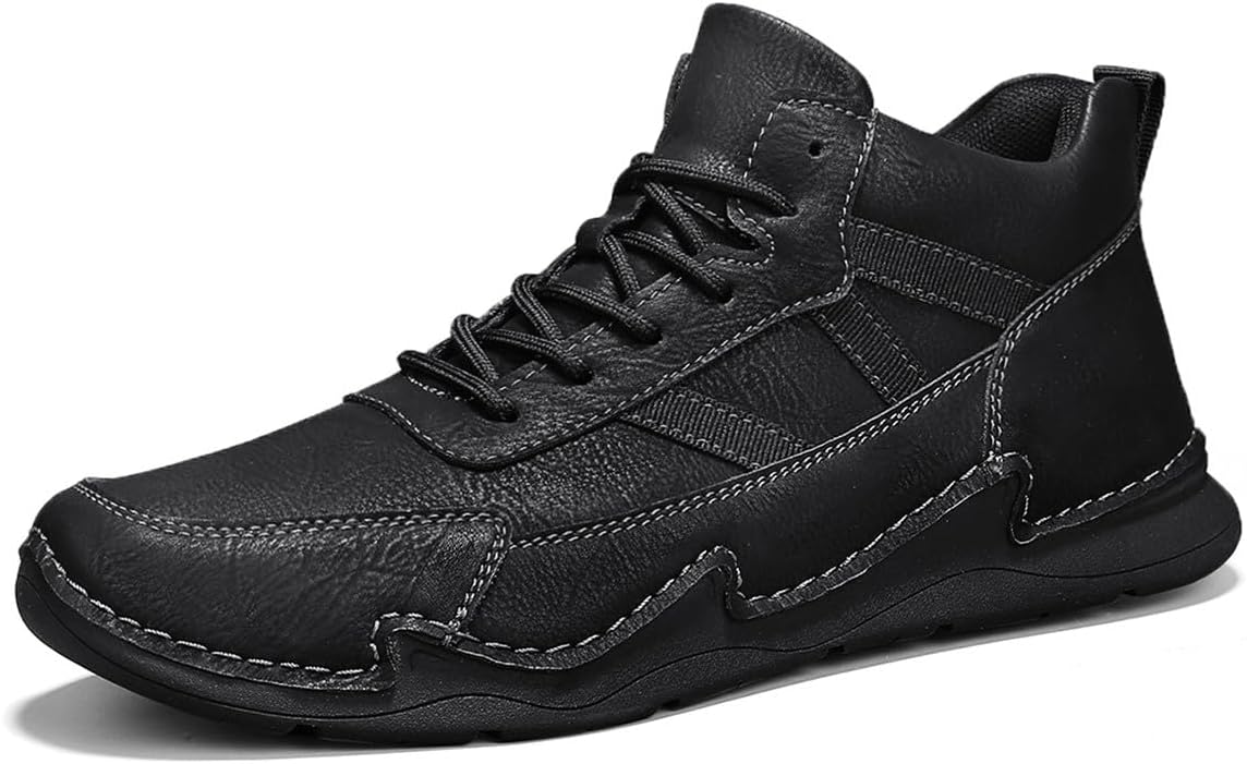 

Мужские премиальные высокие кроссовки VAXAV с ручной прошивкой из ПУ для повседневной ходьбы и вождения, черный