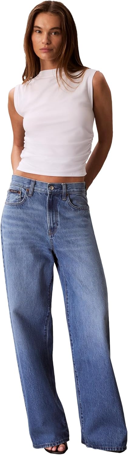 

Женский топ Calvin Klein из хлопкового джерси с воротником-стойкой, Brilliant White