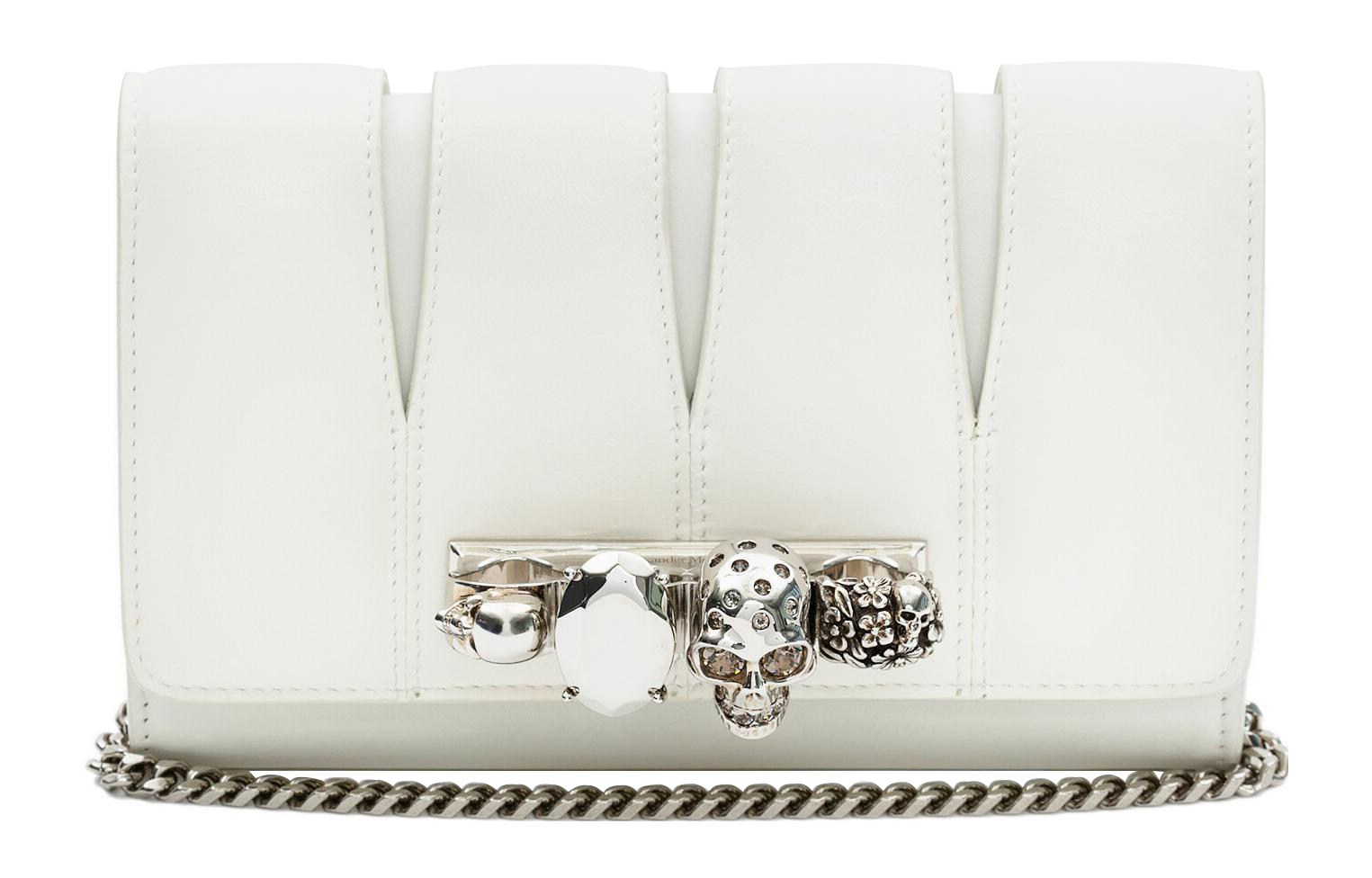 

Alexander McQueen Женская клатч из овчины с коровьей кожей на одно плечо с перекрестным ремнем цвета айвори