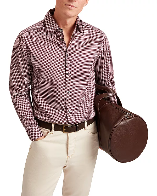 

Хлопковая рубашка Jozef приталенного кроя с мини-геометрическим принтом Ted Baker, фиолетовый