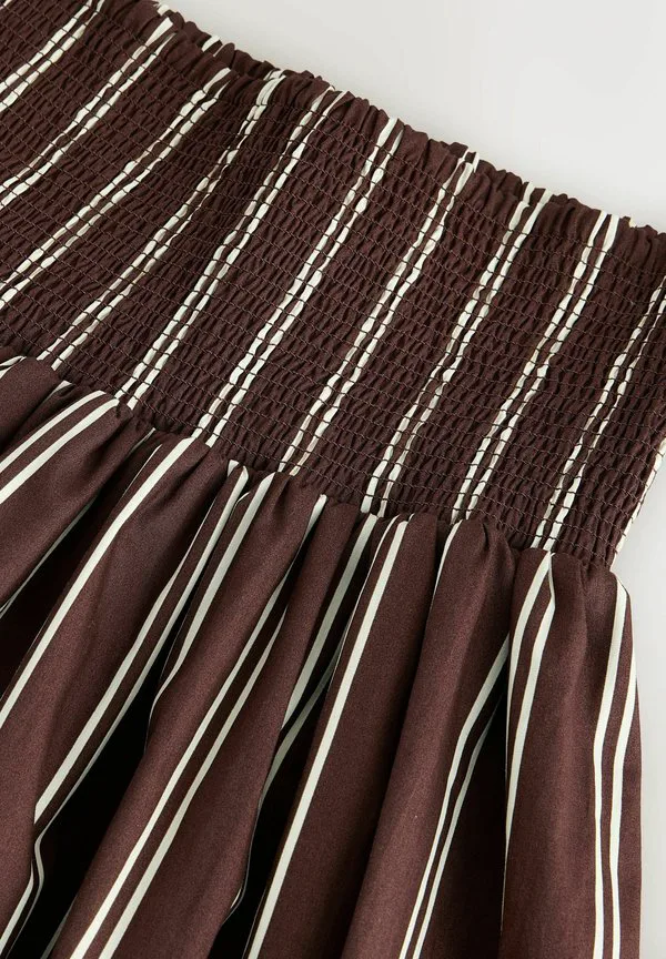 Длинная юбка-макси прямого кроя со сборками Next, Chocolate Brown Stripe — фото 3