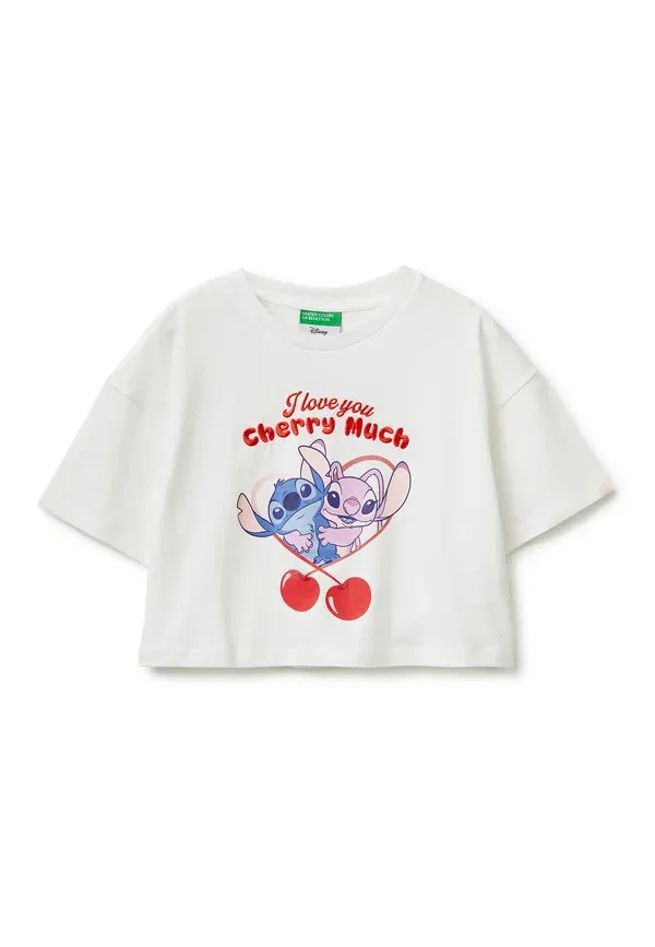 Футболка United Colors Of Benetton Boxy fit disney lilo stitch print t-shirt, белый
