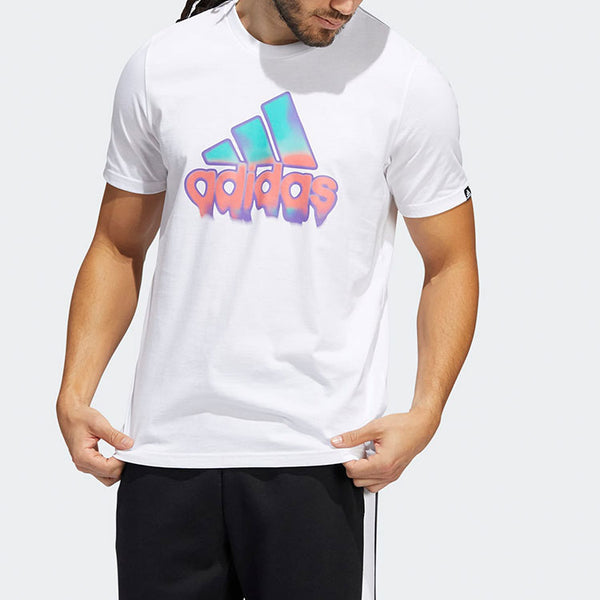 Футболка men's ss22 alphabet logo round neck short sleeve white t-shirt Adidas, мультиколор — фото 2