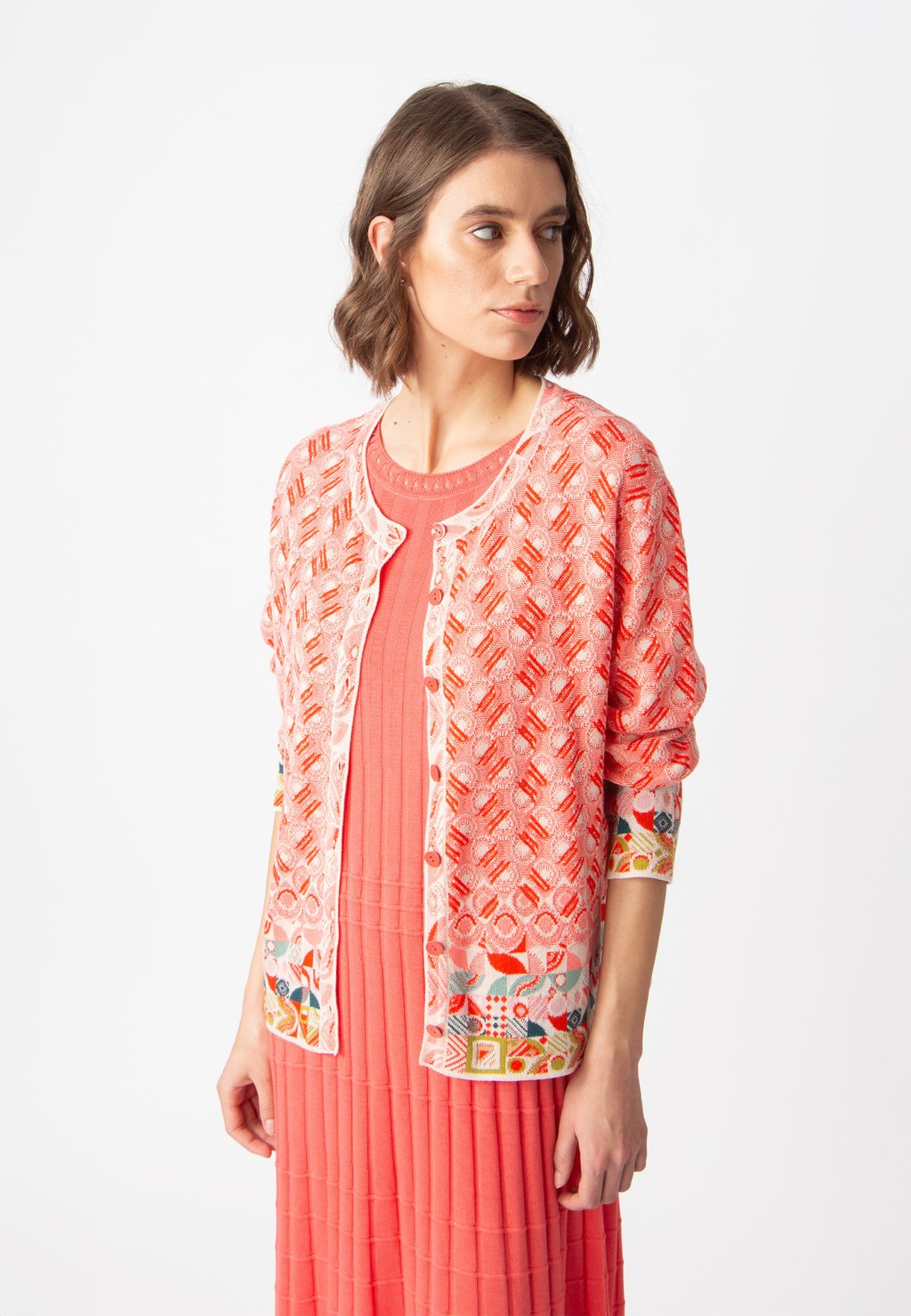 

Кардиган JACQUARD MIX MATCH PATTERN Ivko, коралловый