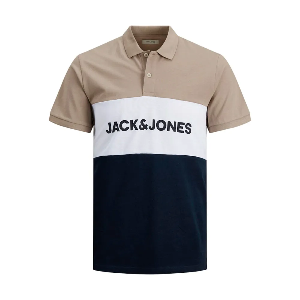 

Поло с коротким рукавом Jack & Jones Elogo Blocking, бежевый