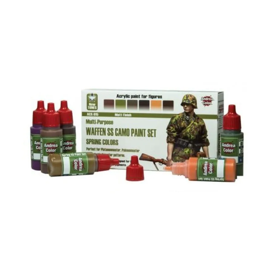 

Набор камуфляжных красок Waffen SS — весенние цвета, Andrea Color Paints - Paint Sets (Andrea Miniatures)