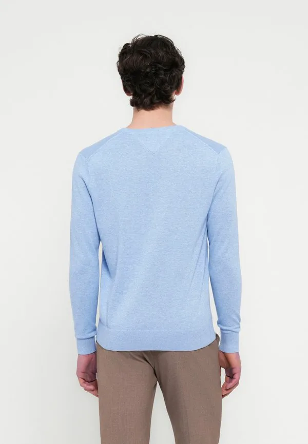 Свитер с v-образным вырезом и вышивкой флага Tommy Hilfiger, Vessel Blue Heather — фото 3