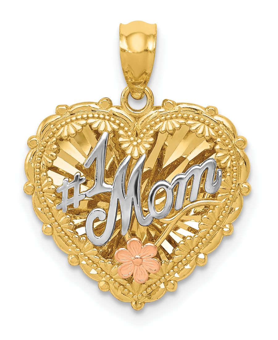 

Подвеска-шарм #1 Mom Shadowbox Charm из 14-каратного желтого, белого и розового золота Macy's, Tri Gold
