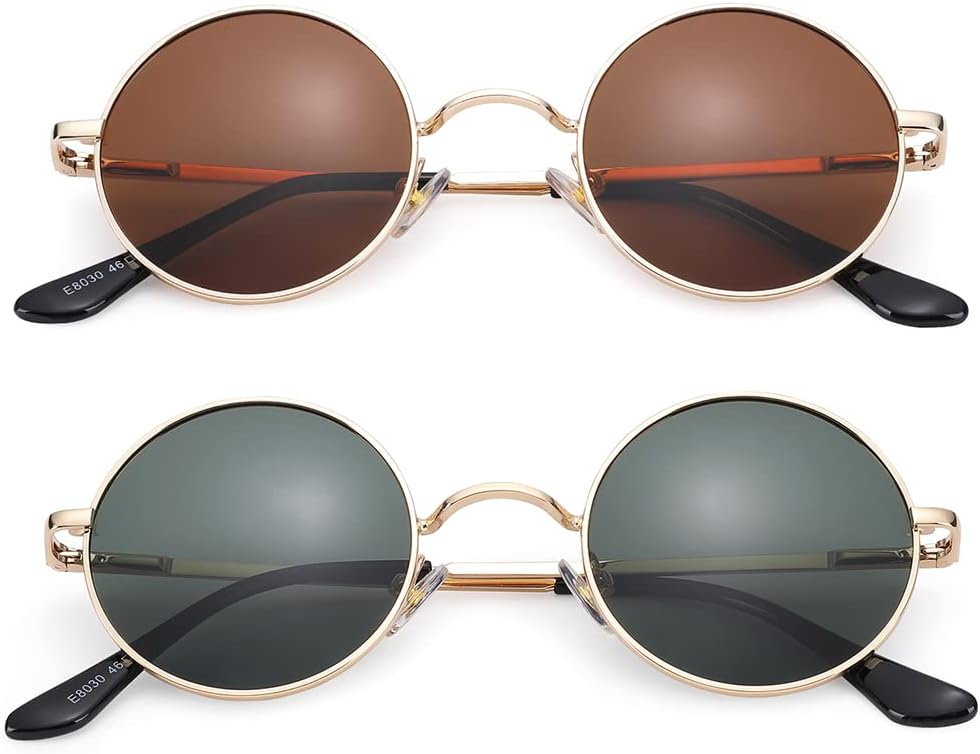 

Солнцезащитные очки Pro Acme Small Round Polarized Sunglasses для мужчин и женщин, в стиле ретро, ​​металлические, в стиле хиппи, с защитой от УФ-излучения UV400, S5 - Gold Frame/Brown Lens + Gold Frame/G15 Lens