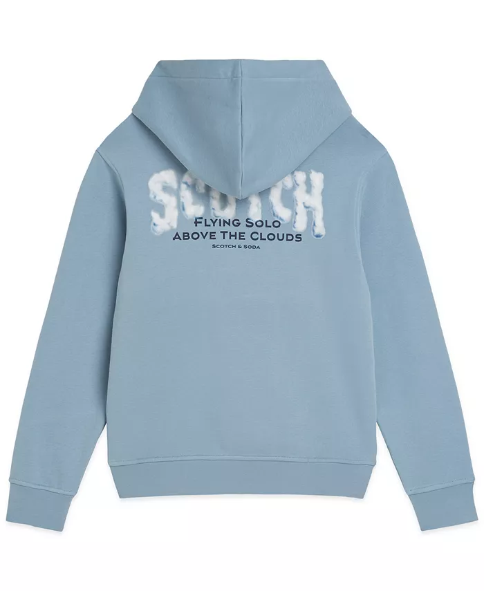 Мальчики 8-16 лет худи со стильным принтом Scotch & Soda, синий — фото 2