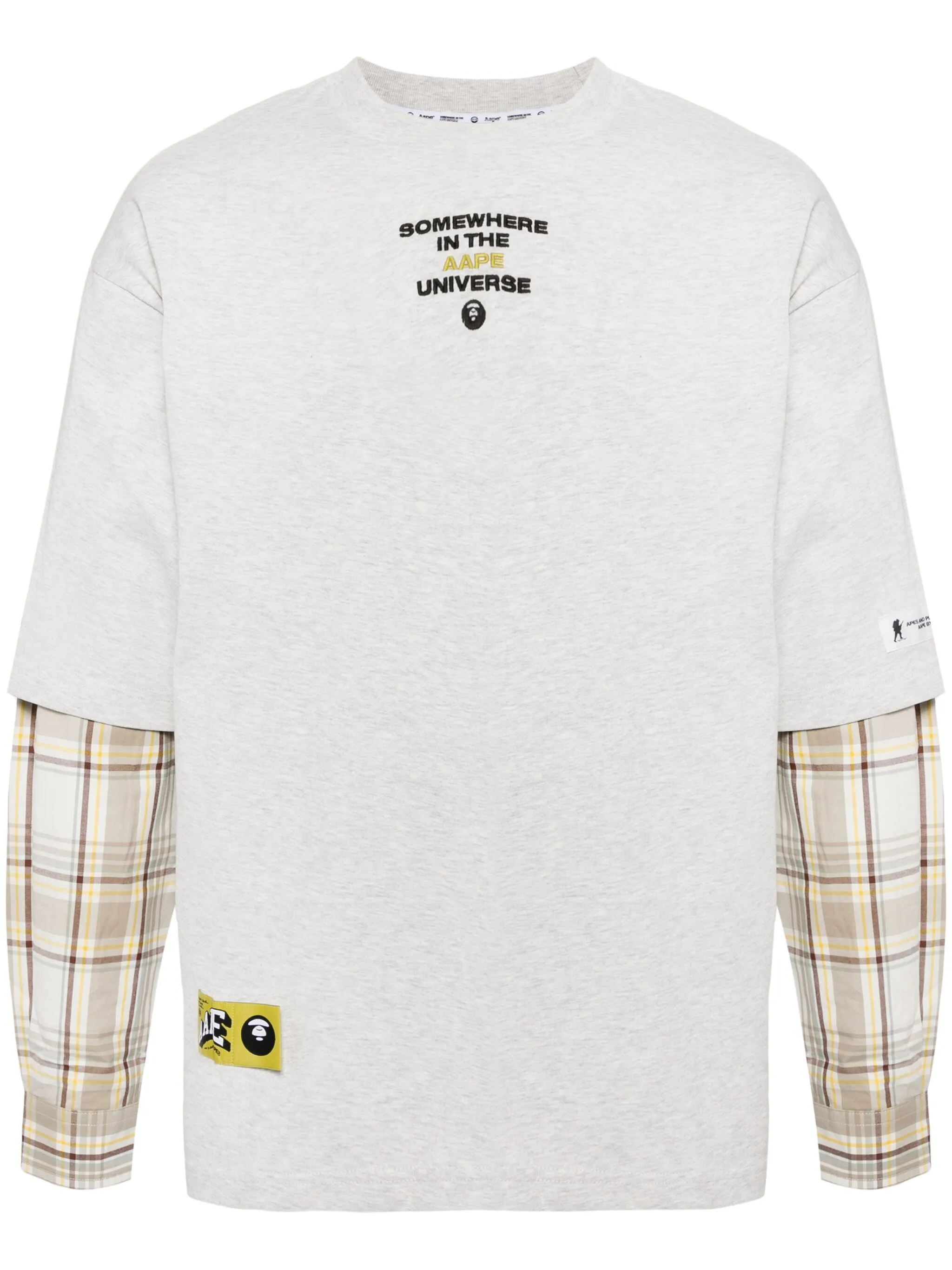 

Клетчатая футболка Moonface с длинными рукавами Aape By A Bathing Ape, серый