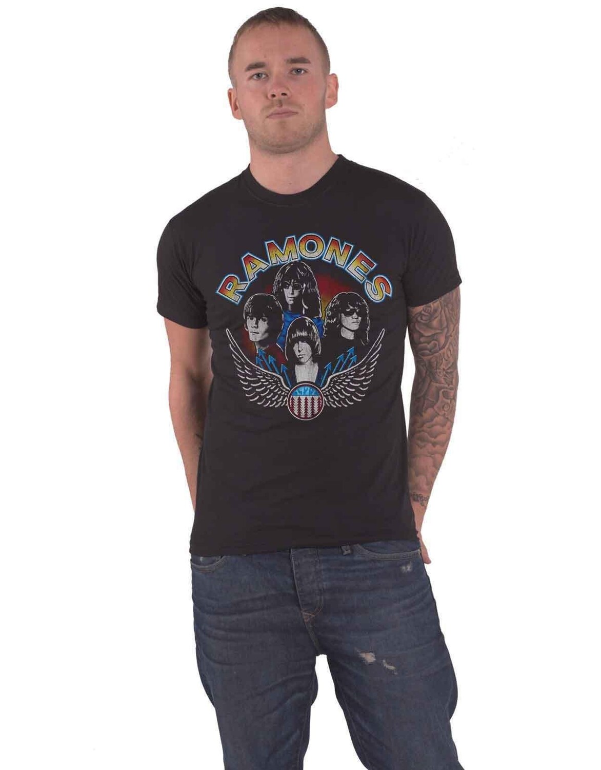 

Винтажная футболка с крыльями Ramones, черный