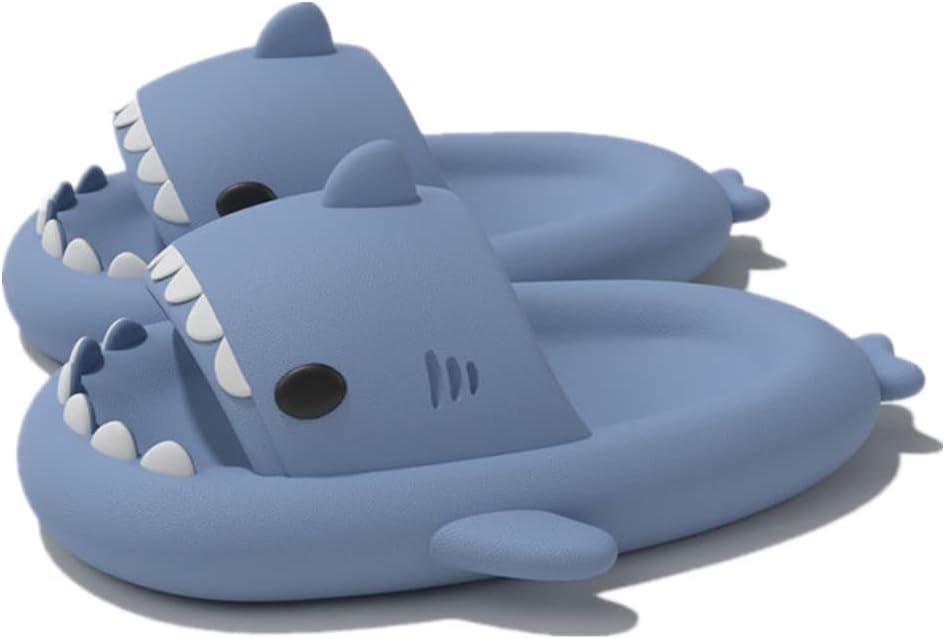 

Милые тапочки с градиентным рисунком в виде акулы, пляжная обувь с мягкой подошвой 4 см, летние тапочки-акулы для женщин и мужчин, из ЭВА, нескользящие, для ванной комнаты, для дома и улицы Kaitesi, синий