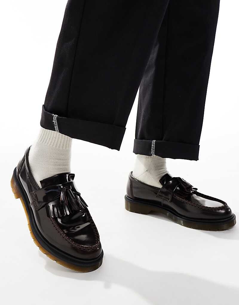 Лоферы унисекс Adrian с кисточками Dr Martens из вишнево-красной кожи Arcadia