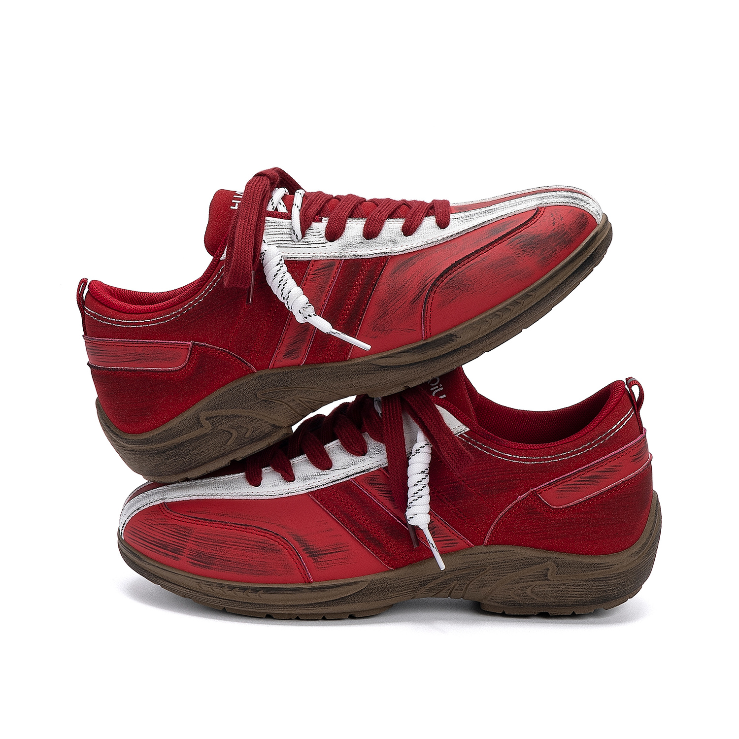 HUANQIU Кроссовки Hidden Wedge Racing Shoes PU легкие низкие скейтбордские мужские красные — фото 4