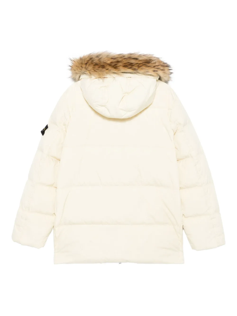 Пуховик с меховой отделкой Stone Island Junior, нейтральный — фото 2