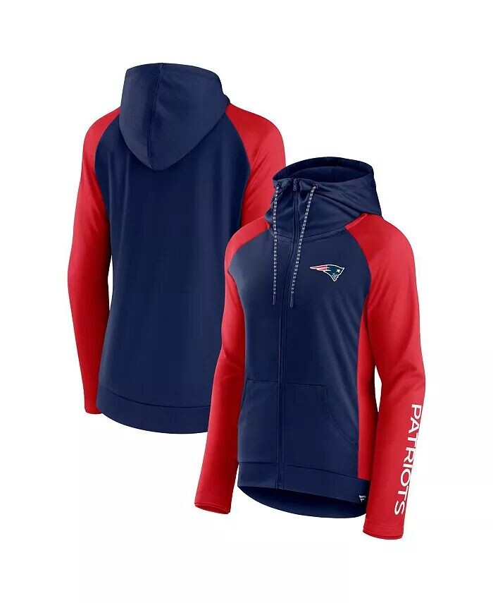 

Женская темно-синяя, красная толстовка с молнией во всю длину New England Patriots Endaround реглан Fanatics